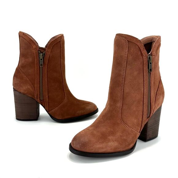Seychelles Women Brown Heeled Ankle Boot Size 6.5 Suede Block Heel Padded New - Picture 1 of 15